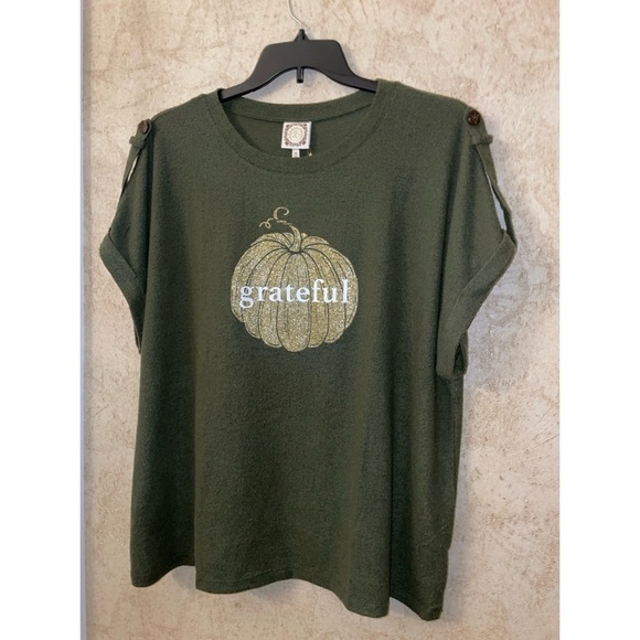 💕SALE 4 for $10💕Trueself Grateful Short Sleeve Fuzzy Tshirt Size 2X - Picture 1 of 5